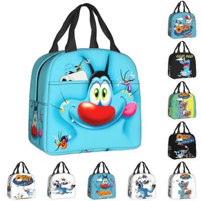 ✳ Custom Oggy And The Cockroaches Lunch Bag Women Warm Cooler Insulated Lunch Box for Kids School Children lunchbag