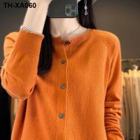 First-line ready-made needle round neck wool cardigan solid loose knitting niche jacket spring and autumn hot style