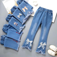 Hot Sale Fashion Spring Autumn Children Boot Cut Jeans for Girls Blue Flared Pants Long Trousers Kids Clothes Costume 100-160