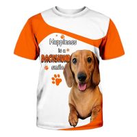 2023 Customized Fashion Dachshund Smile Mens T-shirts Pets Paws 3d Printing Mens Clothing Loose Casual Pullovers Unisex Tops Harajuku Streetwear，Contact the seller for personalized customization