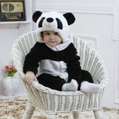 Cartoon Animal Panda Leopard costume baby full Sleeve hooded Sleeper Photography props Infant Homewear Flannel Pajamas Pijamas