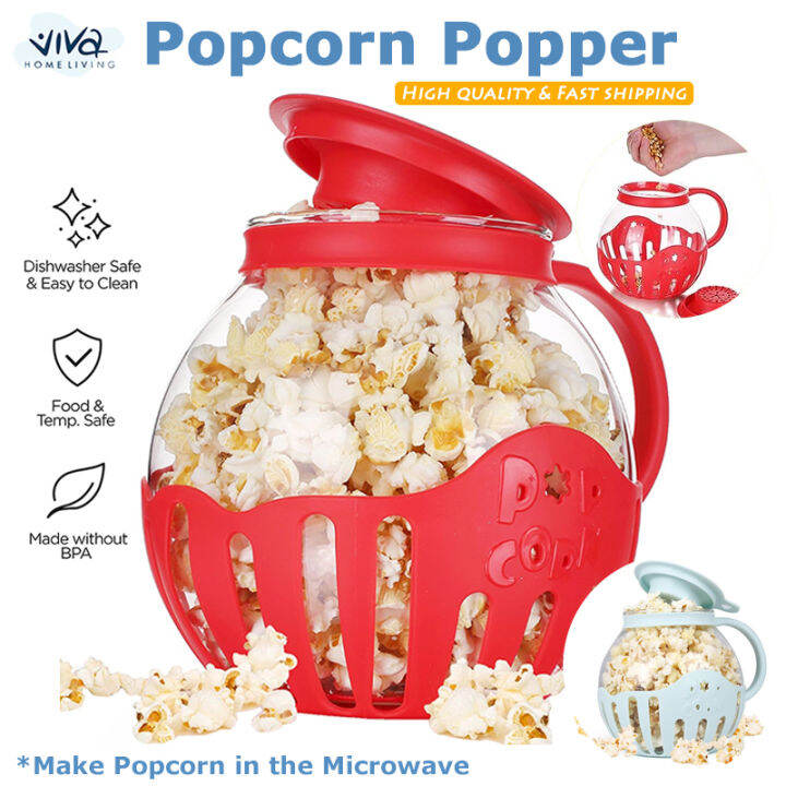 Microwave Popcorn Popper with Temperature Safe Glass, 3 in 1 Lid