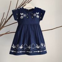 Baby Girls Cotton Embroidered Dress Kid Casual Dresses For Girls Summer Clothes Blue Korean Cute Party Princess Dress 2-6Years  by Hs2023