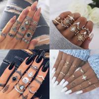 Vintage Boho Finger Rings Set Moon Snake Crystal Midi Kunckle Ring For Women Wedding Party Jewelry Accessories