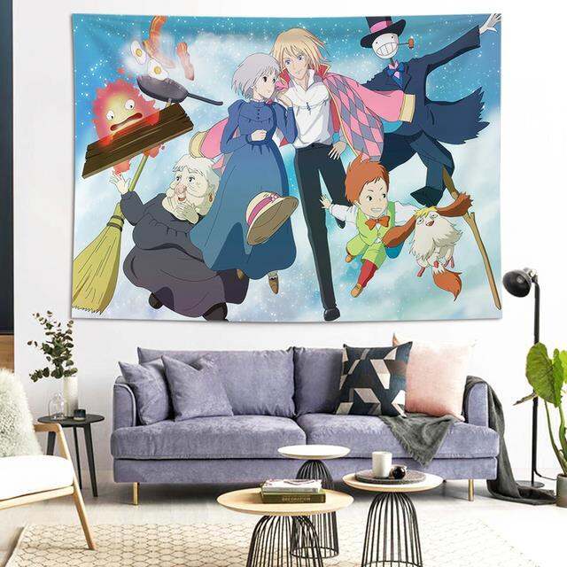 yf-anime-howls-moving-castle-tapestry-wall-hanging-sandy-beach-throw-rug-blanket-camping-travel-mattress-sleeping-pad