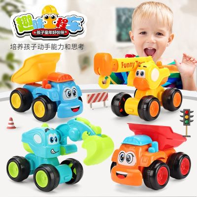 【CW】 Inertia sliding childrens engineering vehicle boy Q version cartoon excavator crane drop-resistant wholesale stall toy baby