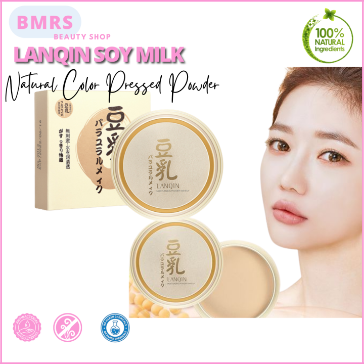 Best Selling LANQIN Soy Milk Natural Color Pressed Powder Sunscreen
