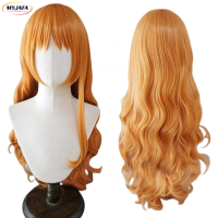 Adult Nami Cosplay Wig Nami Cosplay 75Cm Long Curly Wav Orange Heat Resistant Synthetic Hair Halloween Party Anime Wigs + Wigcap