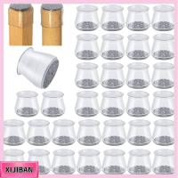 XIJIBAN 32 Pcs รู้สึกเหมือนอยู่ ตัวป้องกันขาเก้าอี้ ซิลิโคนทำจากซิลิโคน โปร่งใสโปร่งใส หมวกคลุมขาเก้าอี้ กันลื่น กลมกลมๆ ตัวป้องกันขาเก้าอี้สตูล พื้นไม้เนื้อแข็ง