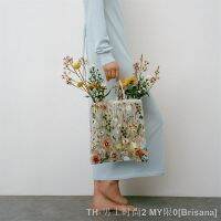 hot【DT】✴✚﹍  1Pc Fashion Tote New Mesh Embroidery Flowers Shoulder Handbag Womens Shopping 2023