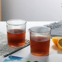 ■▩ Nordic Water Bottle Glass Cups Gold Vertical Stripe Glass Creative Fruit Juice Drinking Water Cup Set Milk BottleRipple Water GlassWhisky Glass Cocktail GlassRipple Long DrinkRipple CarafeJuice Glasses Party Wedding Drinkware