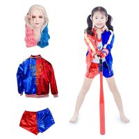 【LZ】◙✠  Halloween Kids Adult Suicide Cosplay Costume Quinn Squad Harley Monster T-shirt Jacket Jacket Pants Accessories Full Set