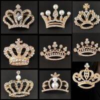 Zinc Alloy Rhinestone Crown Brooches Collection Simulated Pearl Tiara Pin Garment Accessories