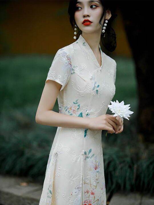 available-2022ฤดูร้อนสั้น-aodai-daily-slimming-cheongsam-หนุ่มกลางความยาวปรับปรุงขนาดเล็ก-asian-qipao-ชุดราตรีสำหรับผู้หญิง