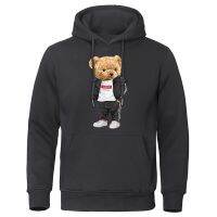 Sporty Teddy Bear With Hands In Pockets Mens Hoodies Street Hip Hop Hoody Pocket Sweatshirt Crewneck Pullover Men Clothes Size XS-4XL