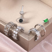 Womens Fashion Bohemia Clip Earrings Set 6 PcsLot Shiny Crystal Eye Cubic Zircon Stone Minimal Earring Stud Accessory Jewelry