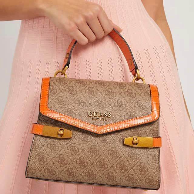 SALE！GUESS Zadie Logo Top Handle Flap Crossbody Bag Lazada PH