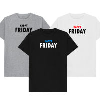 เสื้อยืดลาย Happy friday เก็บเงินปลายทาง ตรงปก 100% เสื้อยืดผู้ชาย เสื้อยืดผู้หญิง เสื้อยืด 2023