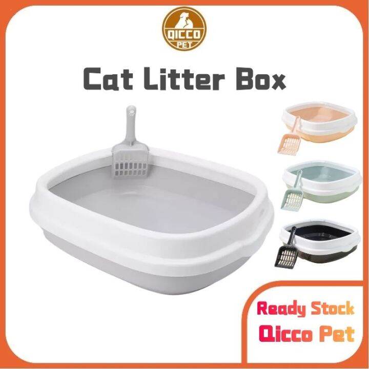 Qicco Large Cat Litter Box Semi Closed Cat Toilet for Small to Large