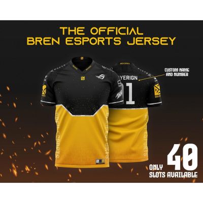 2023 Bren Esports New Black and Yellow Gold Jersey Full Sublimation 3D T-Shirt Summer Short Sleeve Tee