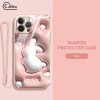 Callfire เอฟเฟกต์ภาพ3D เคสโทรศัพท์เหมาะกับ iPhone 11 Pro Max 12 Pro Max 13 Pro Max 14 Pro Max 12 13 Mini 14 Plus เคสโทรศัพท์ซิลิโคน TPU ซิลิโคนแบบนุ่มรูปสัตว์พร้อมสายคล้องฟรี