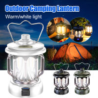 LO【Ready Stock】Retro Portable LED Camping Lantern Rechargeable Mini Hanging Light Vintage Camp Lamp 3 Lighting Modes Dimmable Outdoor Tent Lamp