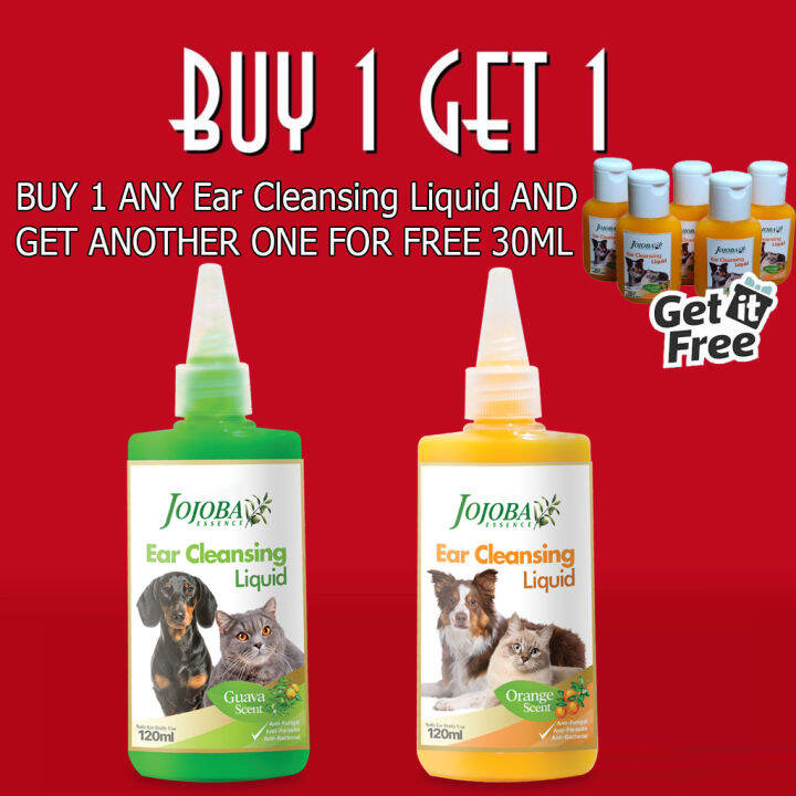 Jojoba Ear Cleansing Liquid for Dogs & Cats 120 ml (FREE PET SHAMPOO