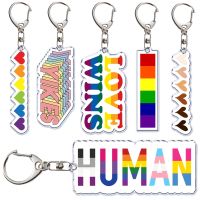 Gay Pride LGBT Rainbow Acrylic Keychain LGBTQ Transparent Double Sided Key Chain Key Ring Lesbian Keychains for Friends Gift Key Chains