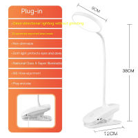 YS โคมไฟตั้งโต๊ะแอลอีดีพร้อมคลิปหรี่แสง3โหมด Pelindung Mata Usb โคมไฟตั้งโต๊ะแบบชาร์จได้ไฟกลางคืน