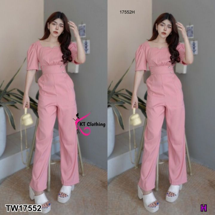 tw17552-jumpsuit-จั้มสูทขายาวอกย่นจับจีบ