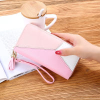 Geometric Patchwork Wallets Zipper Coin Purse Female Long Card Holder Handbags Ladies Clutch Pu Leather Money Clip Phone Bag