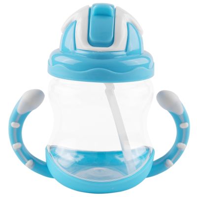 320ml Baby Bottle Kids Cup Silicone Children Training Cups Cute Baby Drinking Water Straw Handle Feeding Bottle