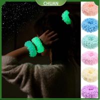 CHUAN ผู้หญิง ยางยืด สีสัน ที่คาดผม Scrunchies ที่คาดผมเรืองแสง ที่คาดผมหางม้า ตุ๊กตา