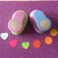 Free Shipping 1 inch Wave Heart and Wave Circle shaped craft punch set eva Hole Punch Scrapbooking School 2PCS Paper Punches Staplers  Punches