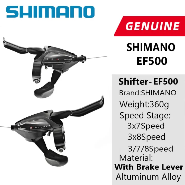 Shimano ST-EF500 3x7 Speed Brake Lever & Shifter Combo – Compatible With V-Brake, Disc Brakes, Black