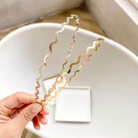 【YF】 1 PC New Fashion Women Gold Metal Wave Bending Hairbands Geometric Thin Headbands Elegant Headdress For Daily Party