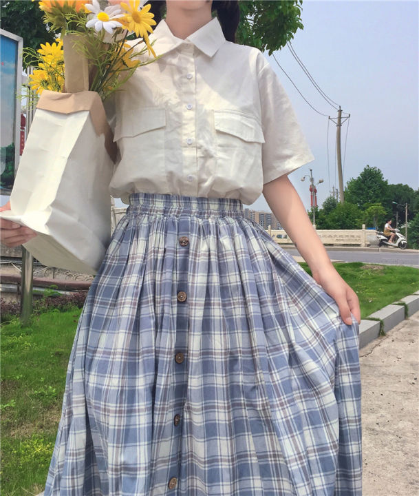 japanese-lolita-style-women-skirt-high-waist-vintage-plaid-buttons-skirt-elegant-ruffles-cute-kawaii-midi-self-made-cotton-skirt
