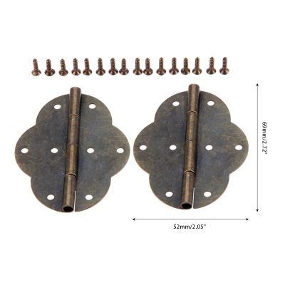 【LZ】 2pcs Vintage Furniture Hinges Cabinet Drawer Door Butt Hinge Antique Decorative Hinges For Jewelry Wooden Box 69x54mm