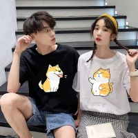 เสื้อยืดผ้าฝ้ายKawaii คู่ฤดูร้อนคู่การ์ตูนน่ารักเสื้อยืดกราฟิก Unisex Cal ขนาดใหญ่ T เสื้อเสื้อผ้าคู่ Harajuku Y2k Top