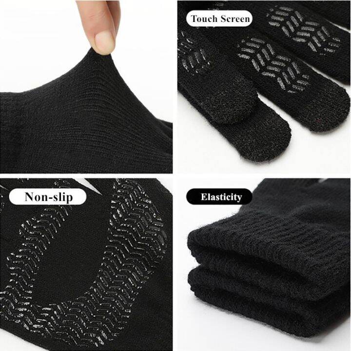 winter-mens-knitted-gloves-touch-screen-anti-skid-solid-business-driving-cycling-full-finger-non-slip-gloves