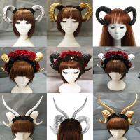 【CW】 Handmade Sheep Horn Headband Hairband Accessory Demon Evil Gothic Lolita Cosplay Halloween Headwear Prop