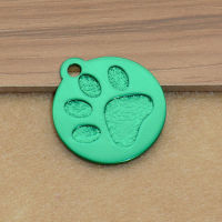 CTHOLD 100Pcs 3D Depression Dog ID Tag Wholesale Pet Shop Pet Tags For Dog Cat Tag Name Round Paw Pet Tag Shape Phone Number