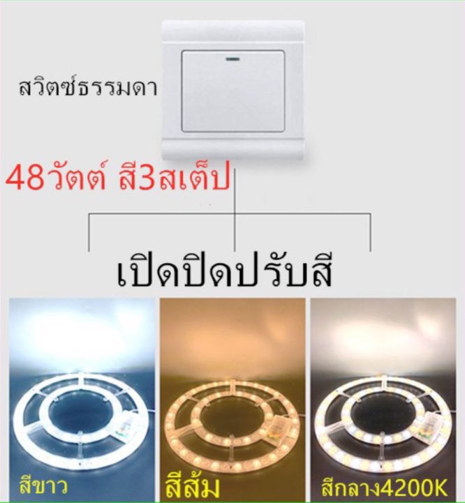 แผงไฟ-led-48w-dl-สีขาว-6500k48วัตต์สี3สเต็ปสำหรับโคมเพดานกลม-ceiling-ตัวใช้แทนหลอดนีออนกลม-รุ่นประหยัด-พร้อมแม่เหล็กdriver-ขนาดใหญ่