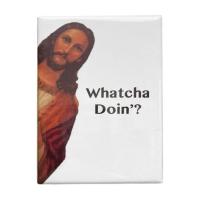 Jesus Fridge Magnet Lucky Whatcha Doin Kitchen Decorative Magnets Novelty Festive Ornaments Christmas Decoration Gifts for Friends Family Relatives Colleagues realistic