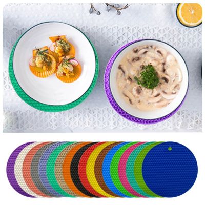 【CW】卐  18cm Round Silicone Coaster Food Grade Material Placemat Non-slip Table Accessories Gadgets Cup