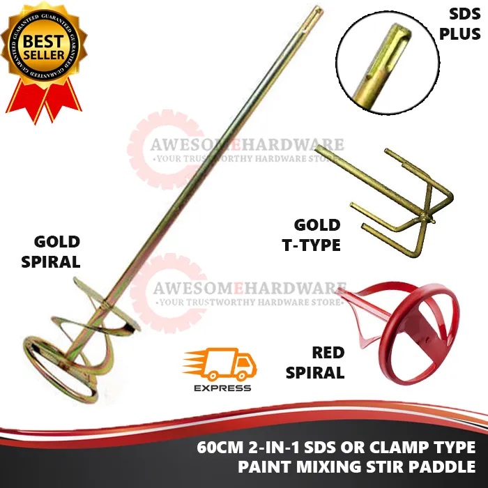 (2 IN 1) AWESOME 60CM TORNADO SPIRAL CEMENT PAINT MIXING MIXER STIRRING