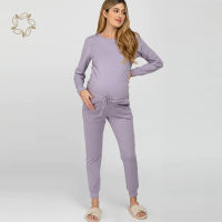 Soft Knit Jogger Maternity Lounge Set Bamboo Maternity Home Wear Sustainable Pyjama Pregnant Maternity Clothes