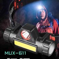 (MUX-611)ไฟฉายคาดหัวHD หลอด Q5+COB 1500LM มีแม่เหล็กด้านข้าง USB Rechargeable Mini Headlight.