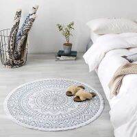 3 sizes Bohemian Style Mandala Pattern Round Carpet Non-Slip Bath Mat Soft thicken Cotton and Linen Area Rug for Bed Room Decor