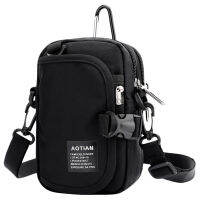 AOTIAN Mens ขนาดเล็กกระเป๋าสะพายไหล่กันน้ำแบบพกพา Travel กระเป๋าใส่บัตร Anti-Theft ชาย Mini Crossbody กระเป๋าสีดำ